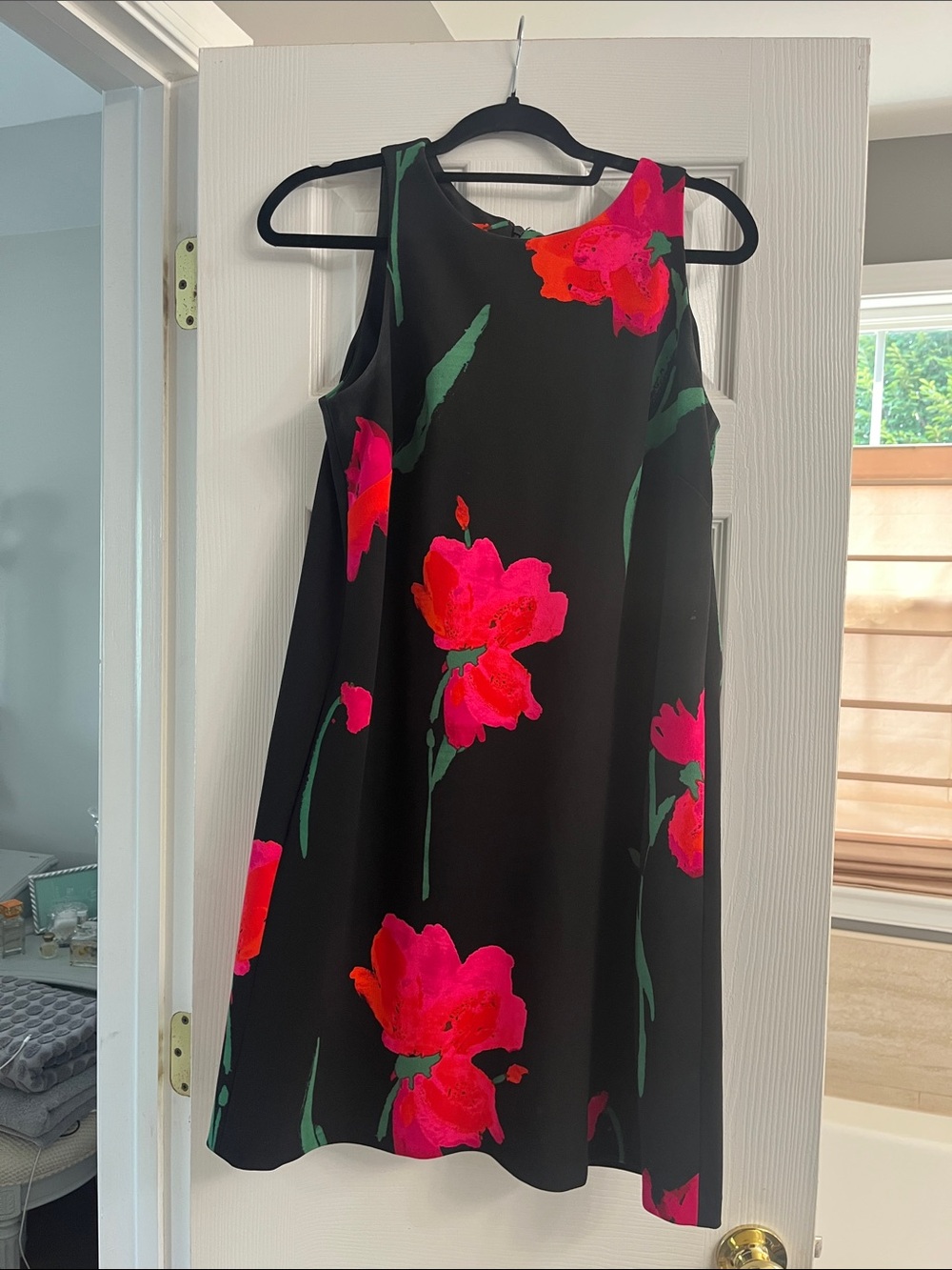 Ralph Lauren Black Sleeveless Dress with Hot Pink Floral Print